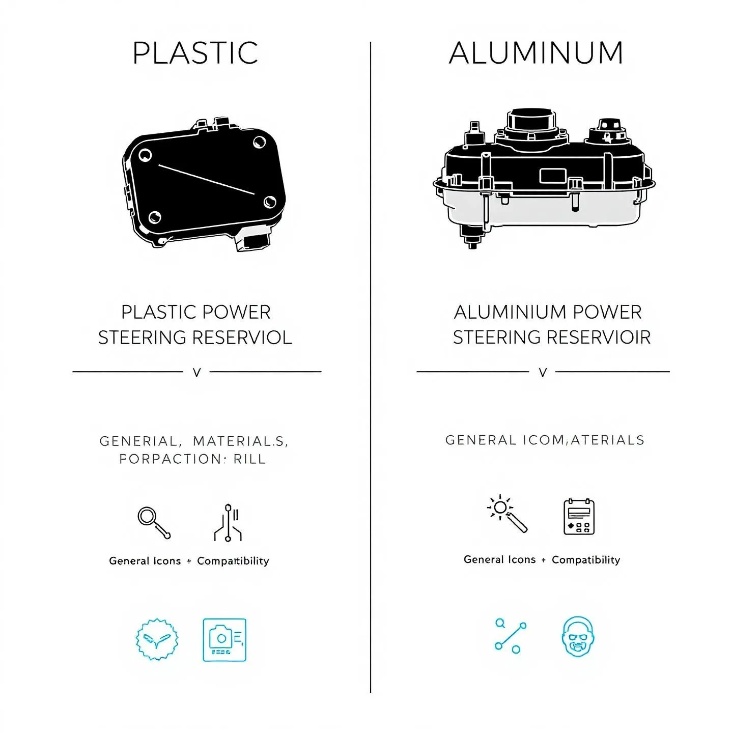 comparing plastic and aluminum power steering reservoirs