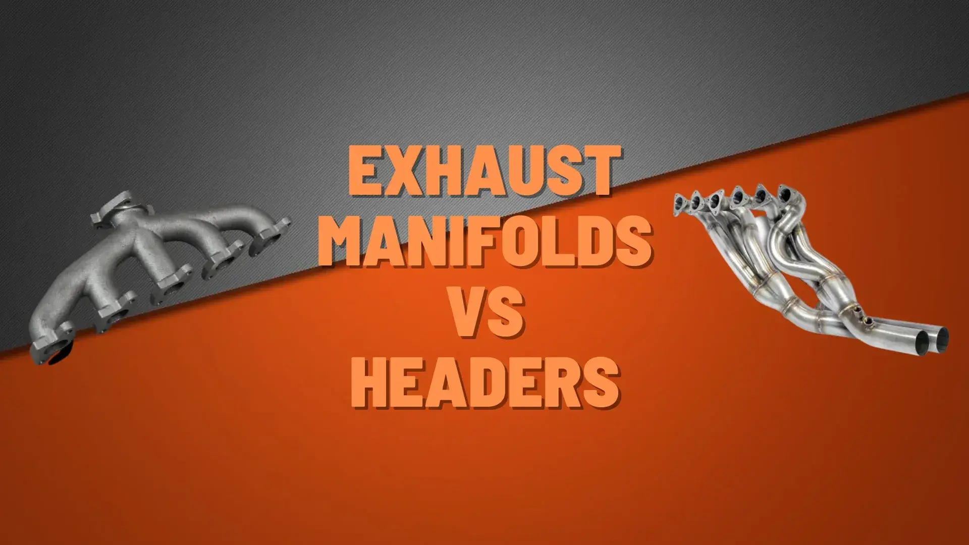 comparison of a stock exhaust manifold and performance headers on an engine